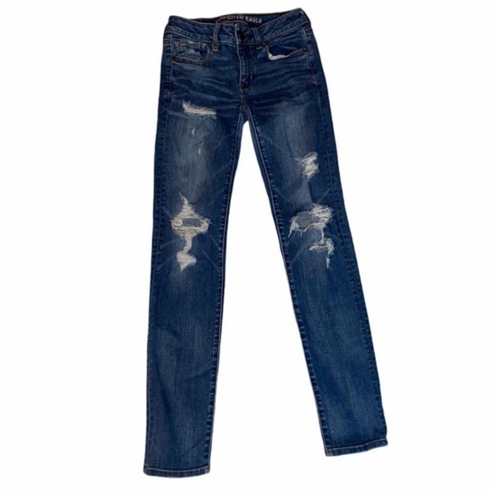 American Eagle Distressed Jeans Super Stretch 00 Regular Fit